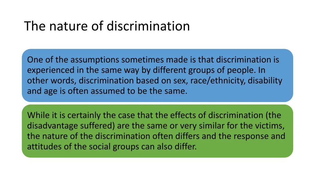the nature of discrimination