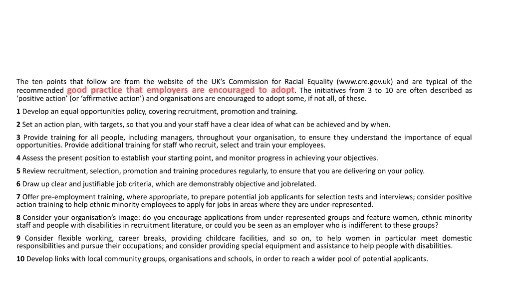 the ten points that follow are from the website