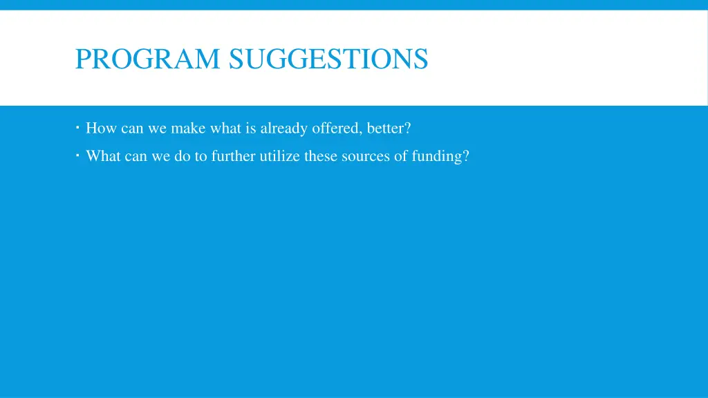 program suggestions