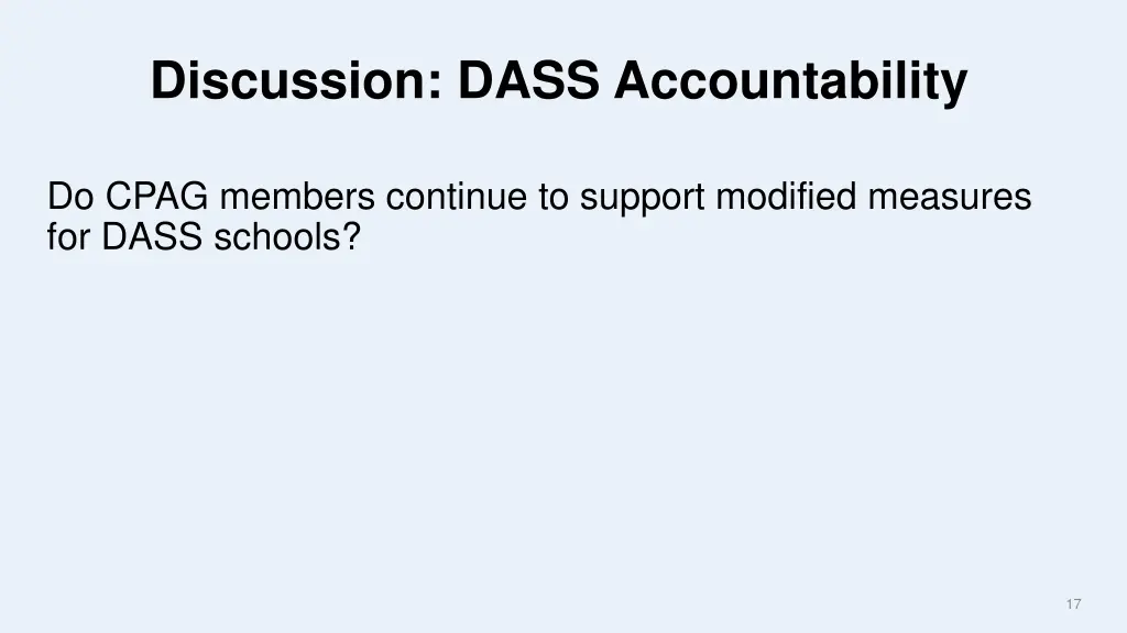 discussion dass accountability