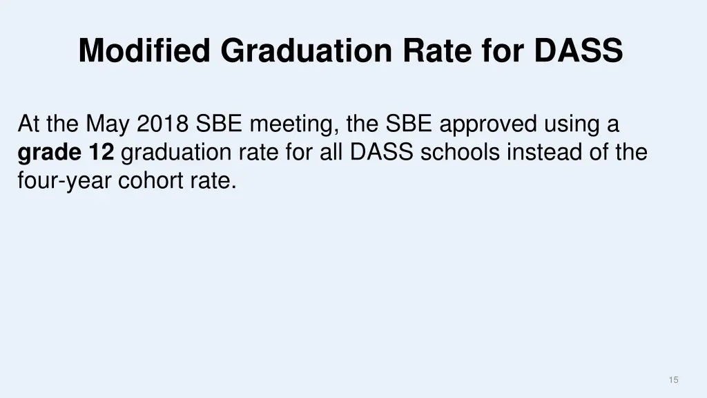 modified graduation rate for dass