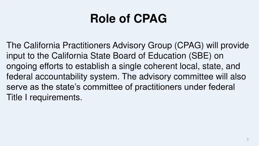 role of cpag