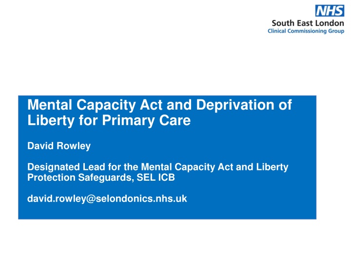 mental capacity act and deprivation of liberty