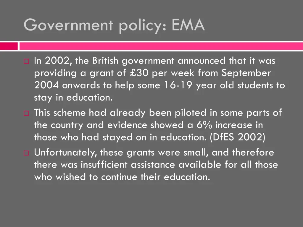 government policy ema