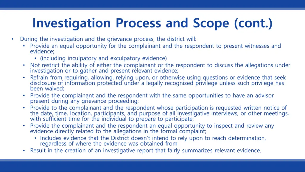 investigation process and scope cont