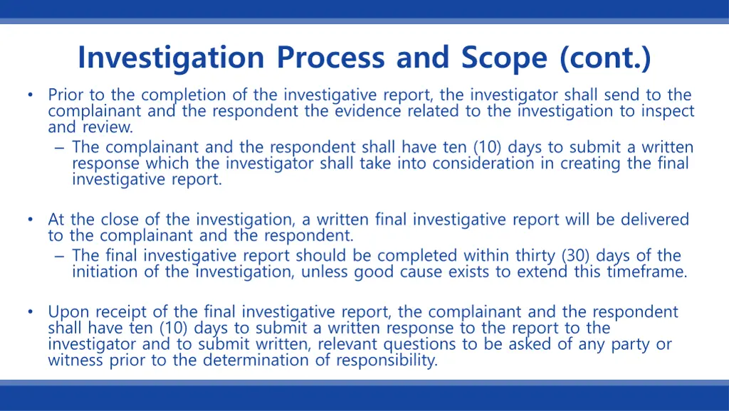 investigation process and scope cont prior