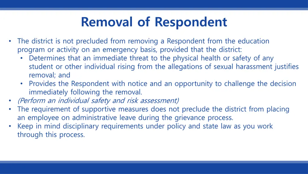 removal of respondent