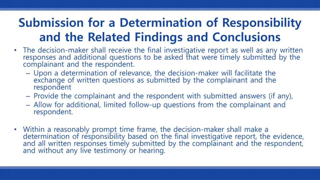 submission for a determination of responsibility 1