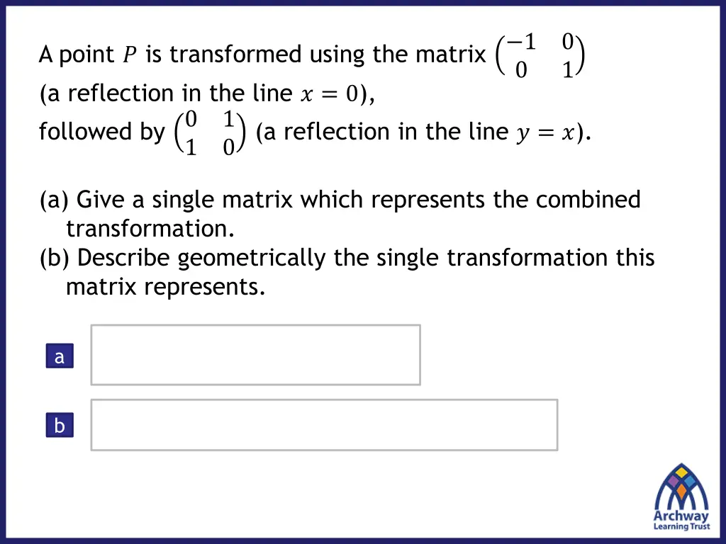 a point is transformed using the matrix