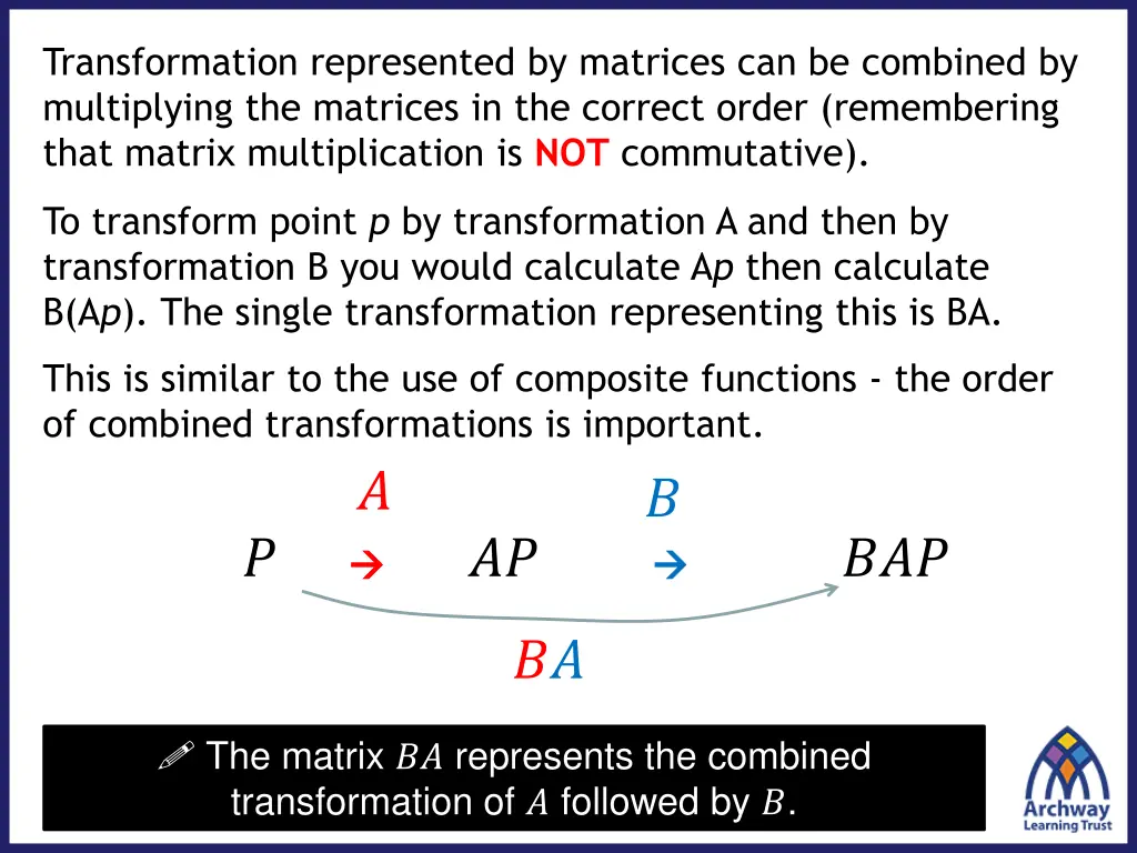 transformation represented by matrices