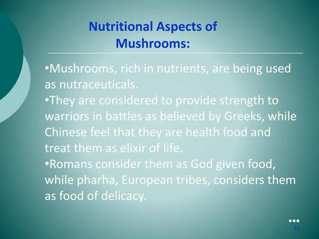 nutritional aspects of mushrooms