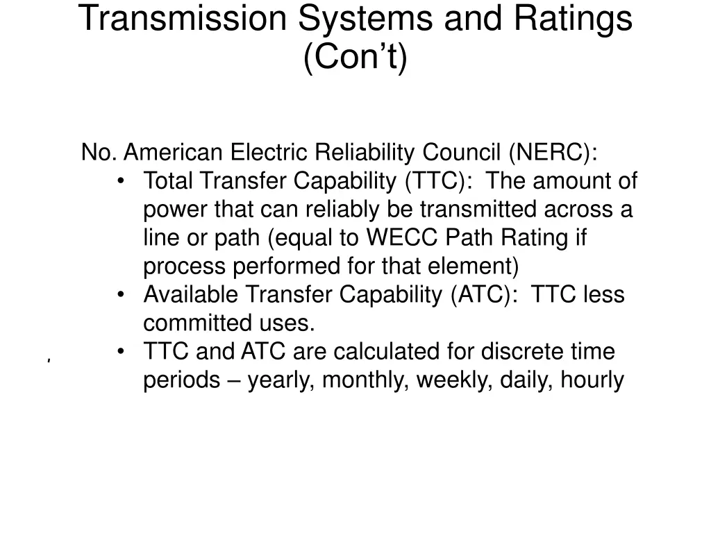 transmission systems and ratings con t