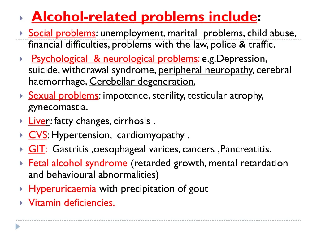 alcohol related problems include social problems
