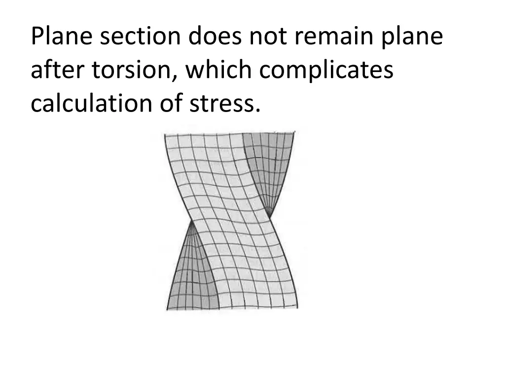 plane section does not remain plane after torsion