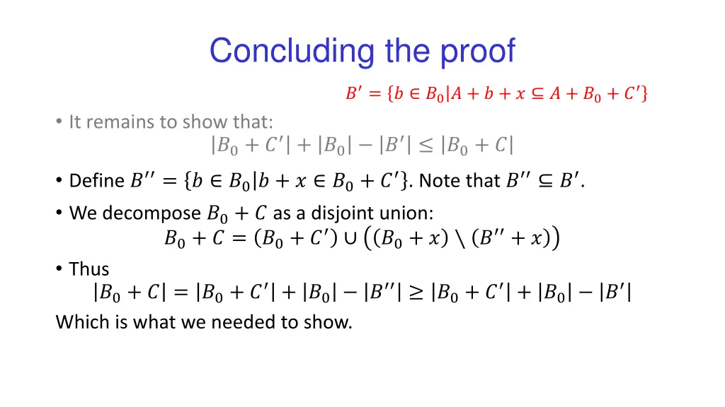 concluding the proof 1