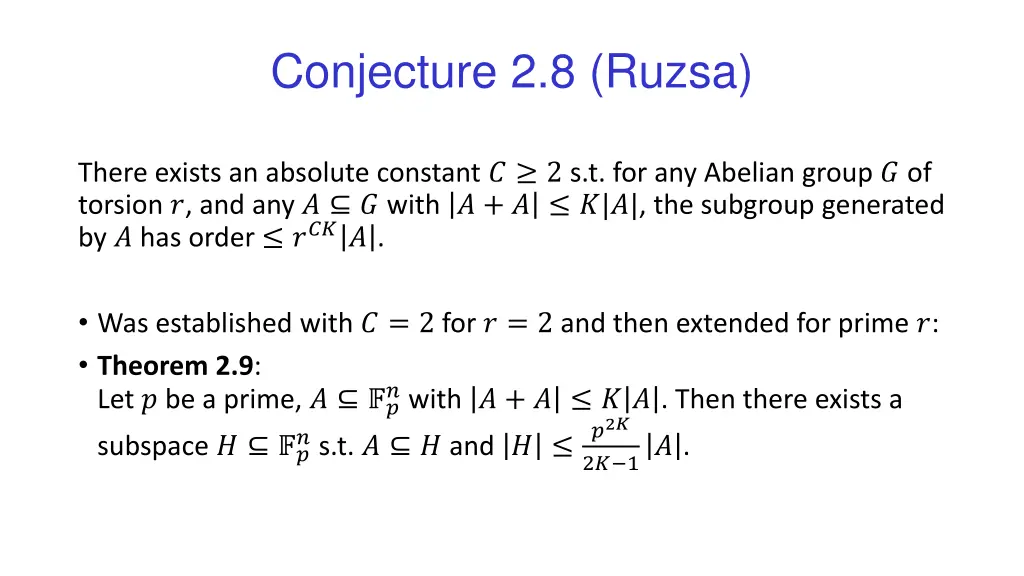 conjecture 2 8 ruzsa