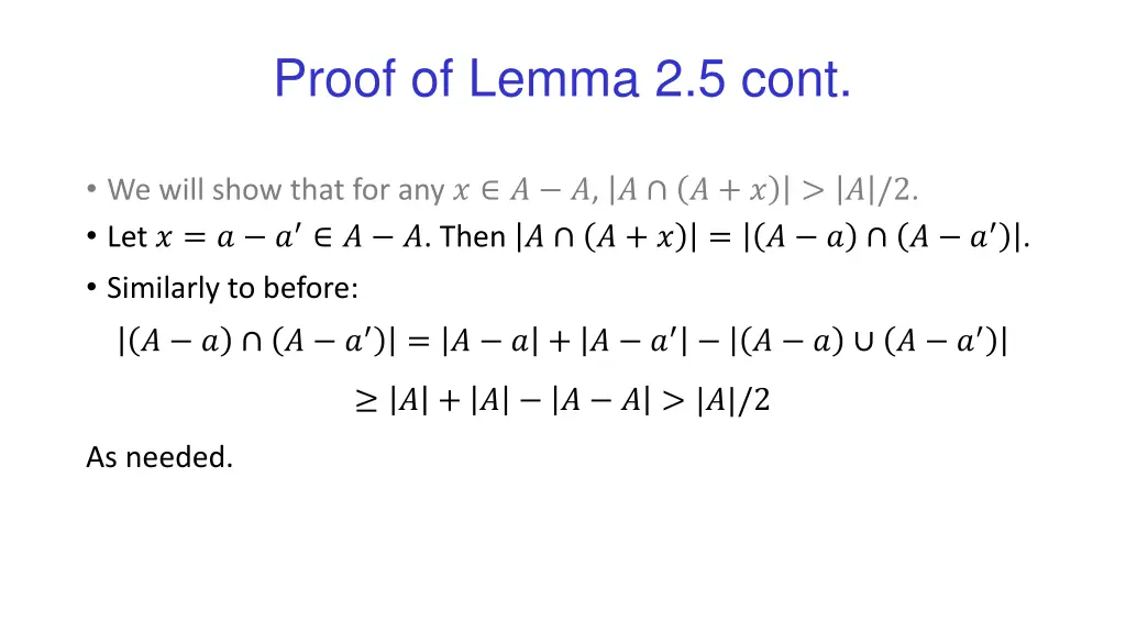proof of lemma 2 5 cont