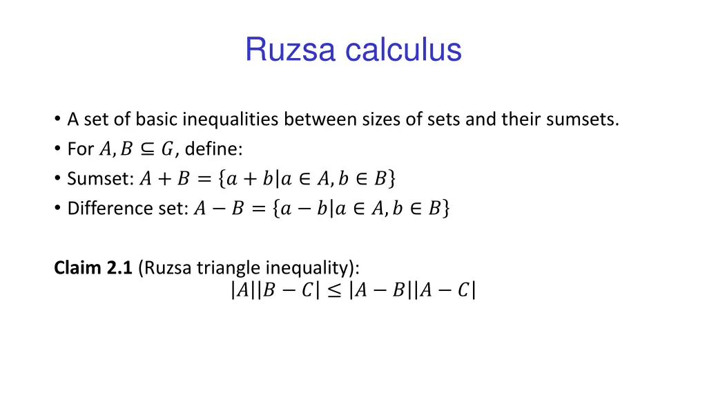 ruzsa calculus