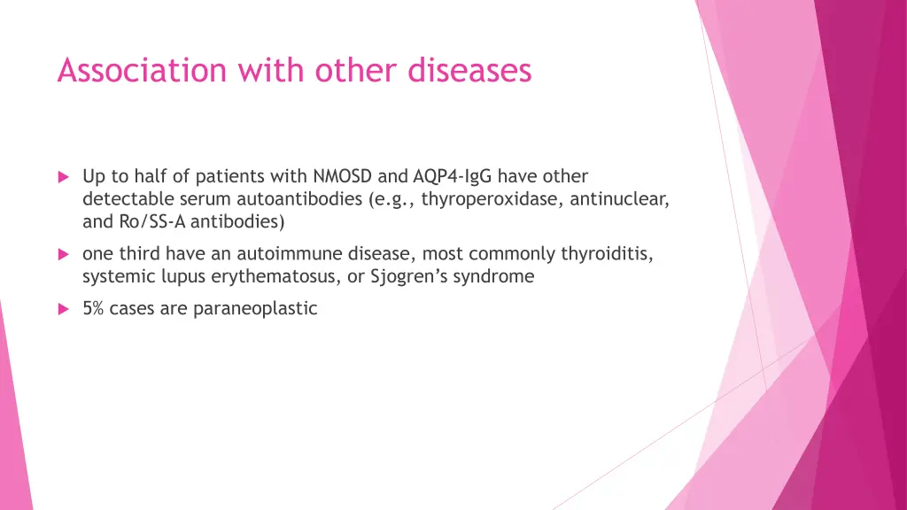 association with other diseases