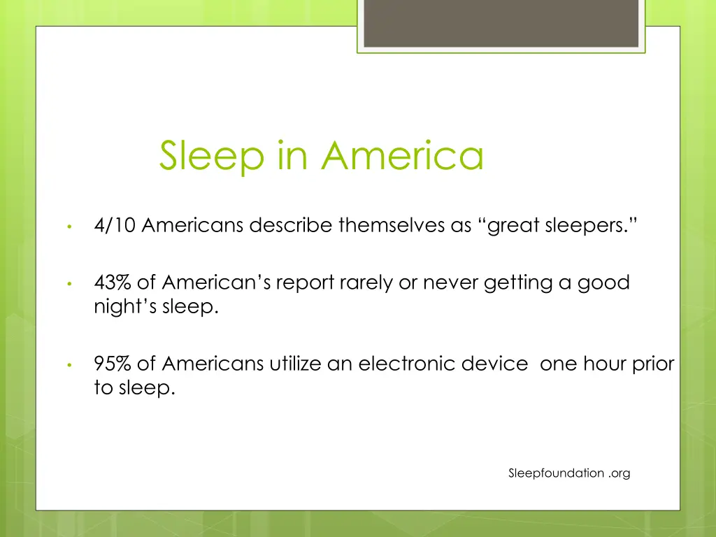 sleep in america