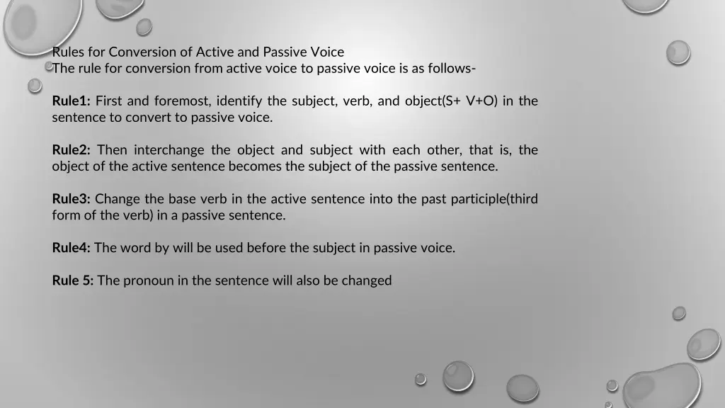 rules for conversion of active and passive voice