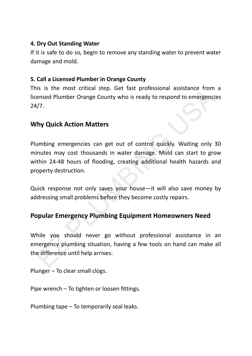 4 dry out standing water if it is safe