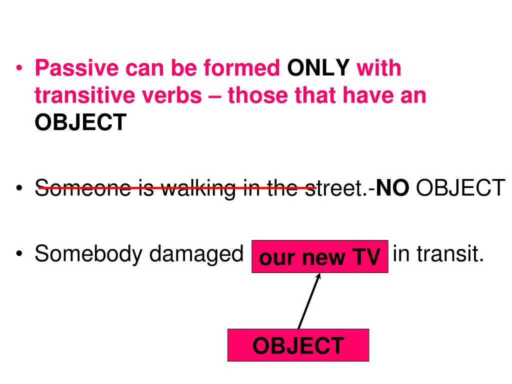 passive can be formed only with transitive verbs