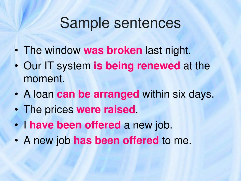 sample sentences