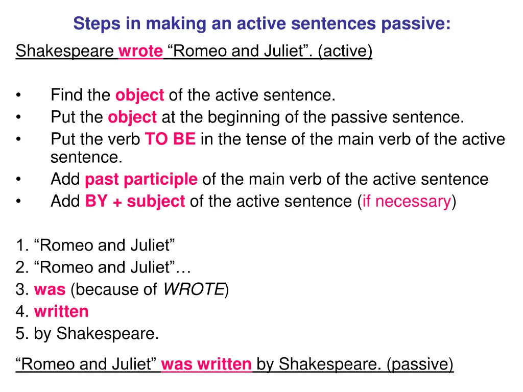 steps in making an active sentences passive