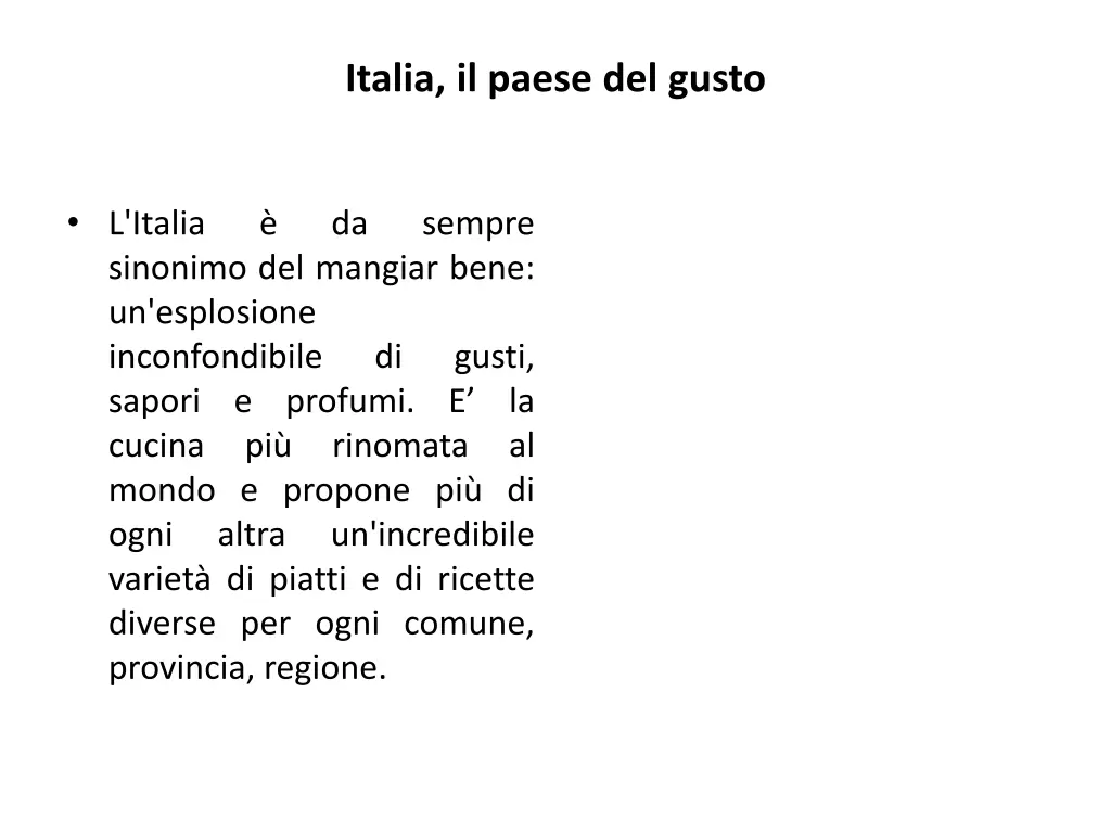 italia il paese del gusto