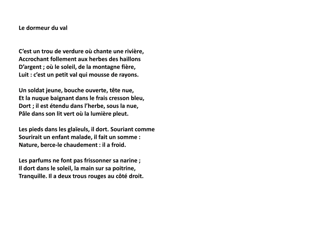 le dormeur du val