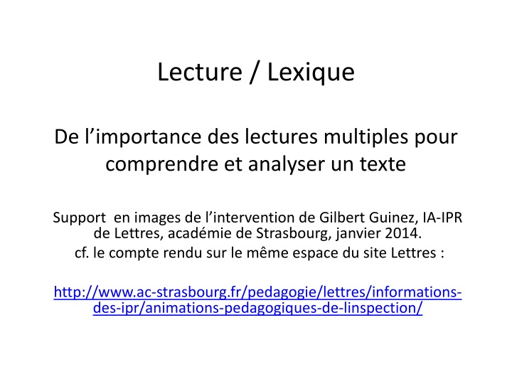 lecture lexique