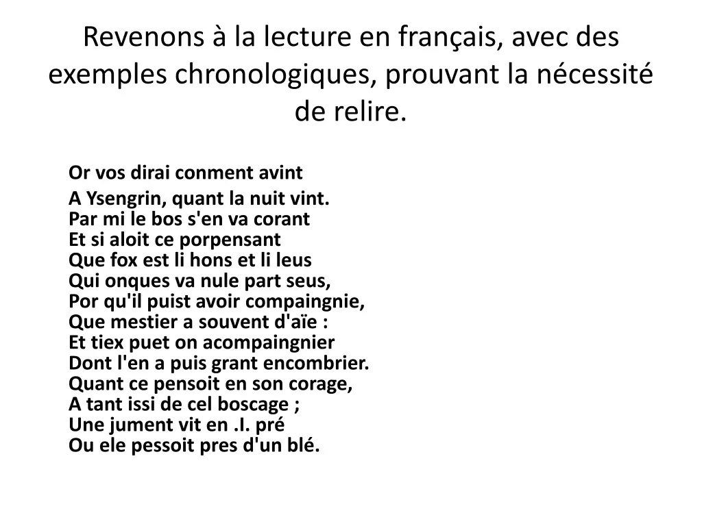 revenons la lecture en fran ais avec des exemples