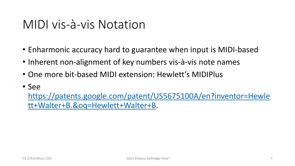 midi vis vis notation