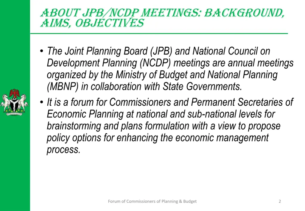 about jpb ncdp meetings background aims objectives