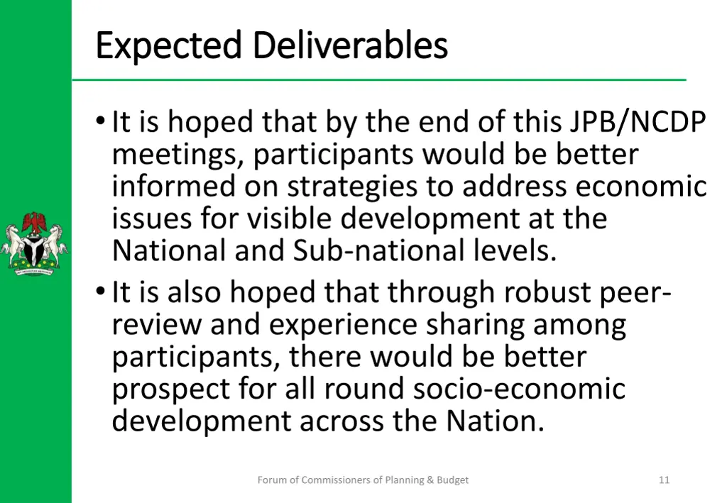 expected deliverables expected deliverables 1