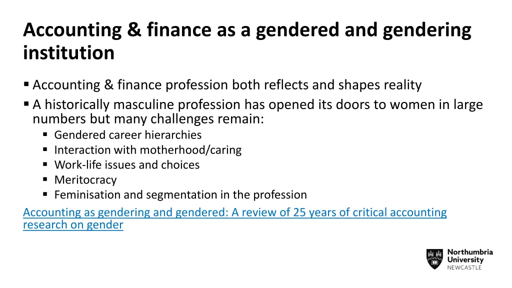 accounting finance as a gendered and gendering