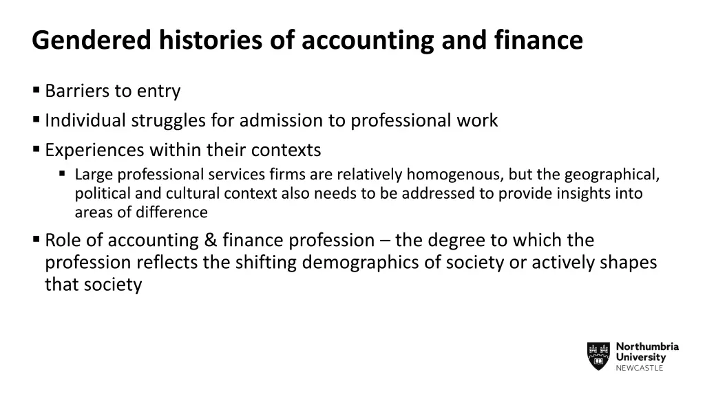 gendered histories of accounting and finance