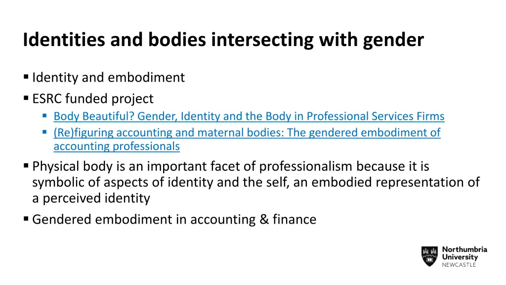 identities and bodies intersecting with gender