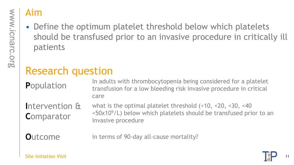 aim define the optimum platelet threshold below