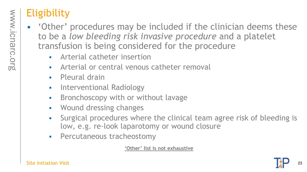 eligibility other procedures may be included