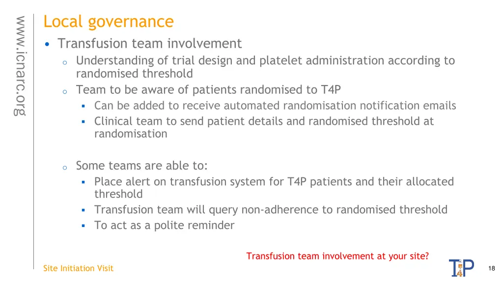 local governance transfusion team involvement
