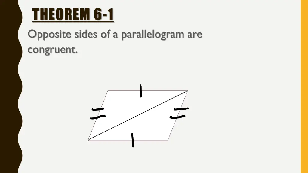 theorem 6 1 opposite sides of a parallelogram