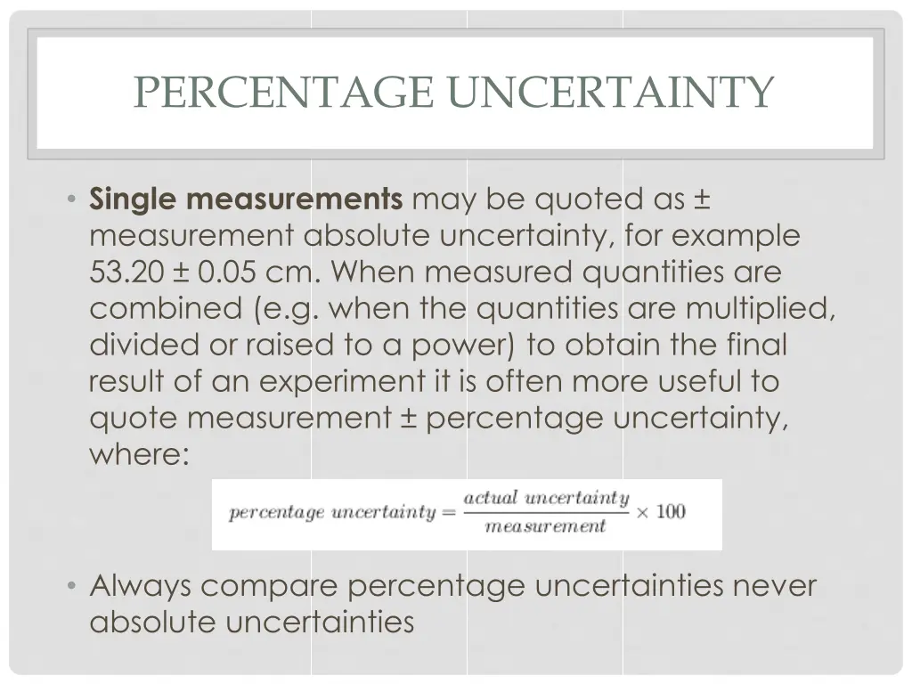 percentage uncertainty