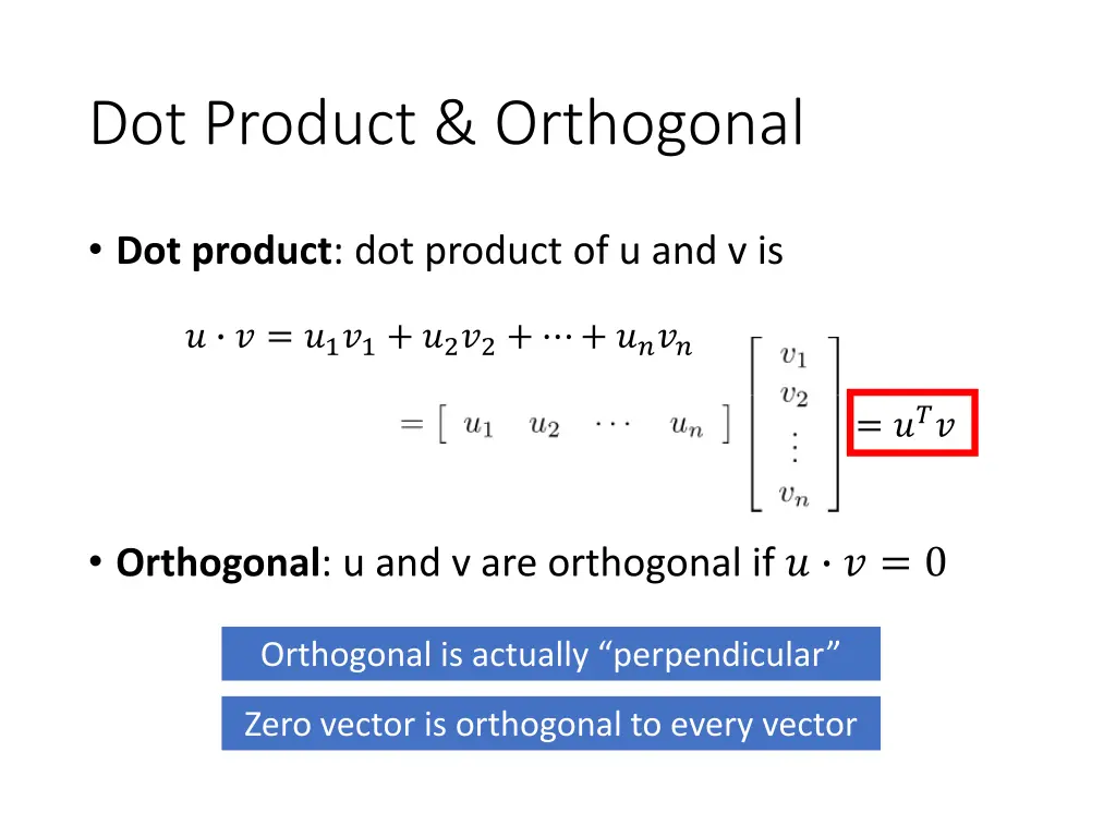 dot product orthogonal