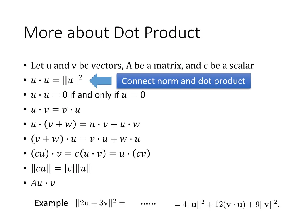 more about dot product