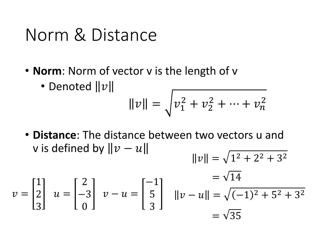 norm distance