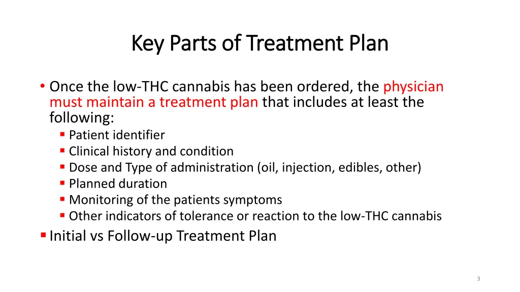 key parts of treatment plan key parts