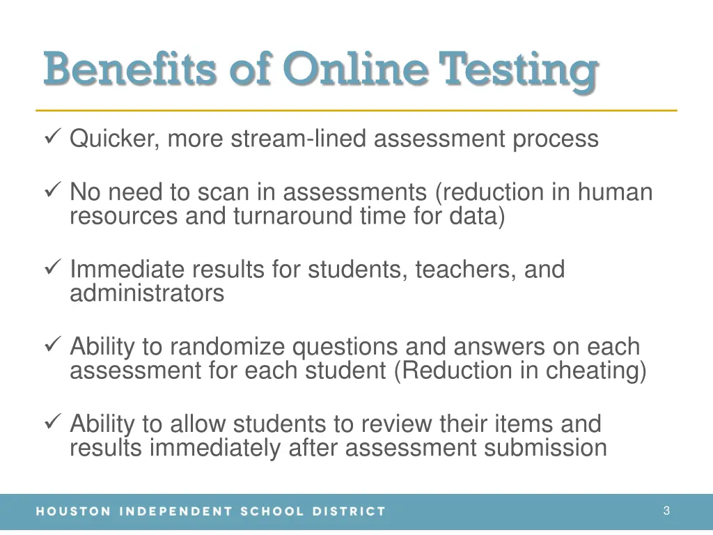 benefits of online testing