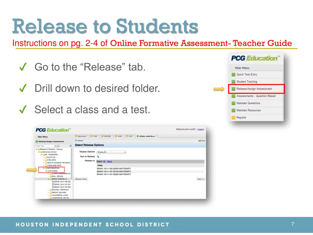 release to students instructions